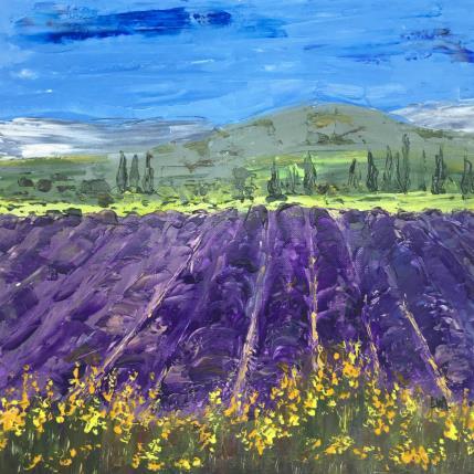 Painting Les genêts des lavandes by Rey Ewa | Painting Figurative Acrylic Landscapes