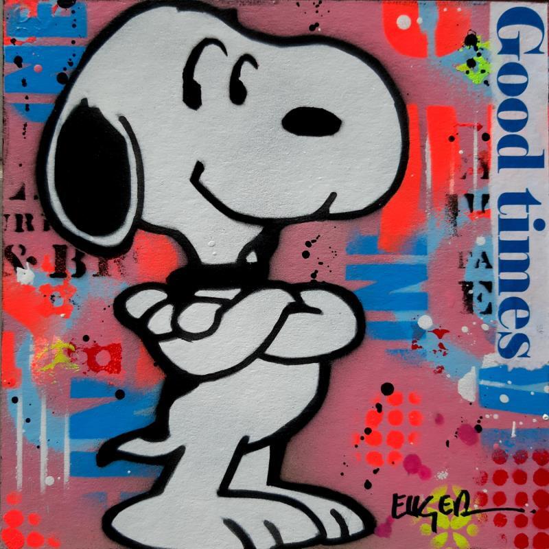 Peinture GOOD TIMES par Euger Philippe | Tableau Pop-art Icones Pop Graffiti Carton Acrylique Collage