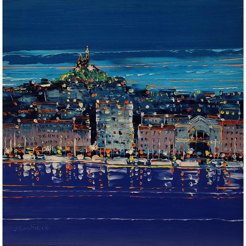 Painting Marseille by night by Corbière Liisa | Painting Figurative Landscapes Oil
