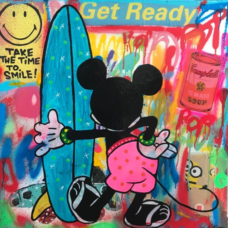 Gemälde Mickey surf von Kikayou | Gemälde Pop-Art Pop-Ikonen Graffiti