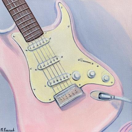 Peinture ROSE GUITARE par Clavaud Morgane | Tableau Figuratif Acrylique Minimaliste, Natures mortes, Scènes de vie