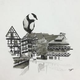 Painting Strasbourg by Mü | Painting Figurative Animals, Pop icons, Urban