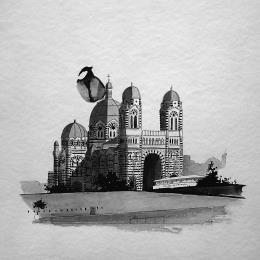 Peinture La major par Mü | Tableau Figuratif animaux, noir & blanc, Urbain