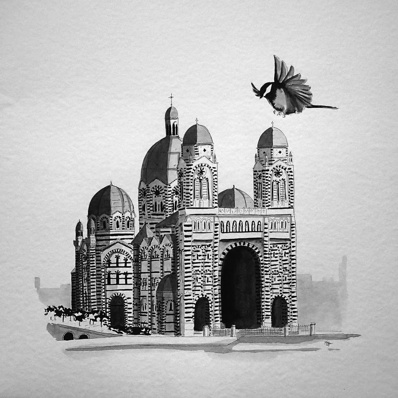 Gemälde La major von Mü | Gemälde Figurativ Urban Tiere Schwarz & Weiß