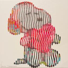 Peinture Snoopy l'amour à la place du coeur. L'amour est la vie par Schroeder Virginie | Tableau Pop-art Acrylique, Huile Icones Pop