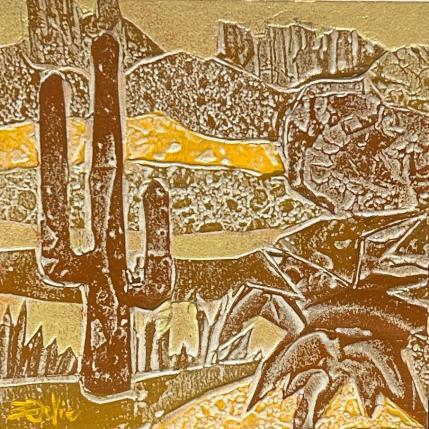 Peinture 7c Desert; Or et Jaune d'Or par Devie Bernard  | Tableau Matiérisme Acrylique, Carton Paysages