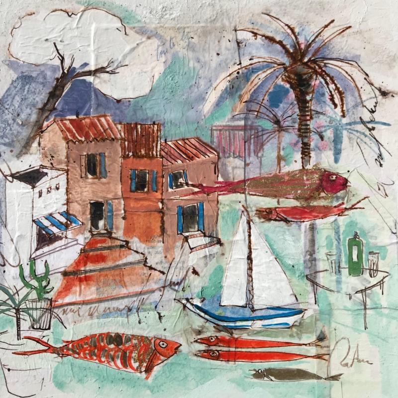 Painting poissons brillants by Colombo Cécile | Painting Figurative Landscapes Acrylic Pastel