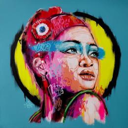 Painting Marianne Métisse by Sufyr | Painting Street art Acrylic, Graffiti Pop icons