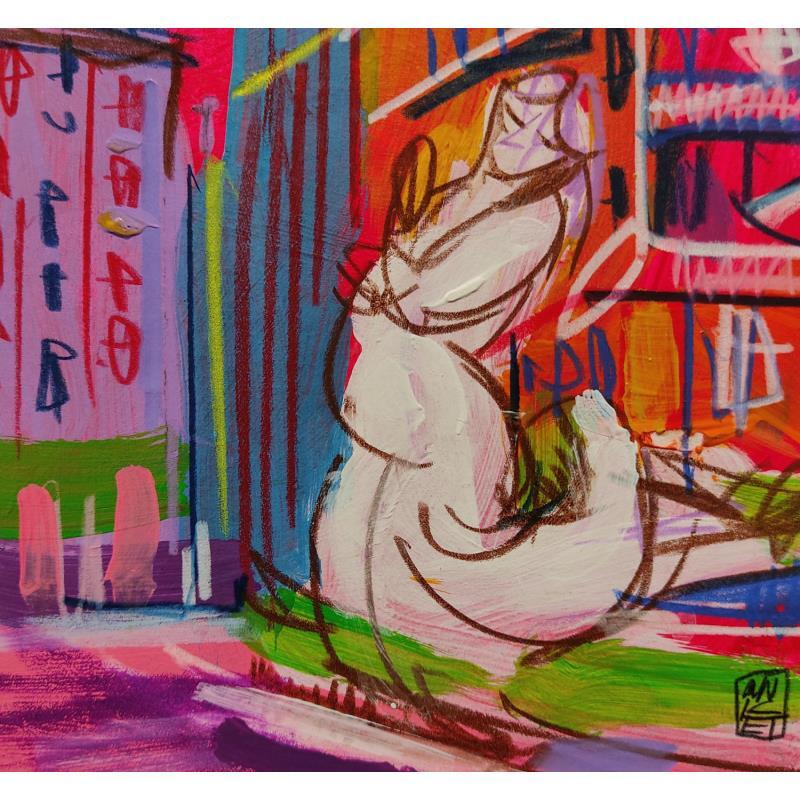 Painting L'eau au pied des maisons  by Anicet Olivier | Painting Figurative Urban Acrylic