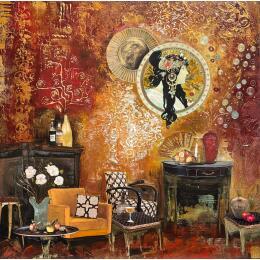 Painting Sérénité by Romanelli Karine | Painting Figurative Gluing