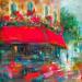 Peinture Café Rouge par Solveiga | Tableau Figuratif Urbain Acrylique