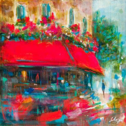 Peinture Café Rouge par Solveiga | Tableau Figuratif Acrylique Urbain