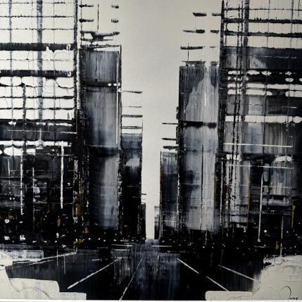 Painting Stampede by Rey Julien | Painting Figurative Acrylic, Cardboard Black & White, Urban