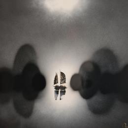 Peinture Mystery par Rey Julien | Tableau Figuratif Acrylique Marine, Noir & blanc