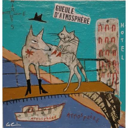 Painting Hôtel du Nord by Colin Sylvie | Painting Raw art Acrylic, Gluing, Pastel Animals