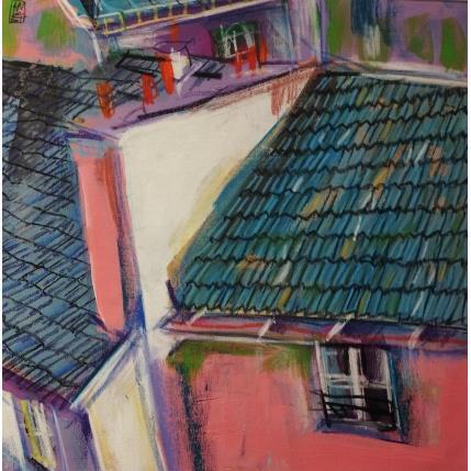 Gemälde Derrière la fenêtre nous aimons la nuit von Anicet Olivier | Gemälde Figurativ Acryl Urban