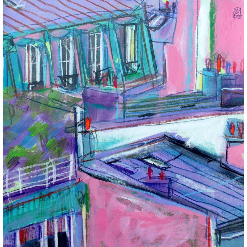 Pintura Nuit d'été parisienne por Anicet Olivier | Pintura Figurativo Urbano Acrílico