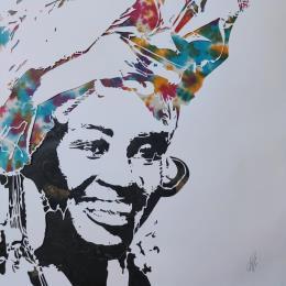 Painting Smile is the key by Louafi Valentine | Painting Figurative Minimalist, Portrait