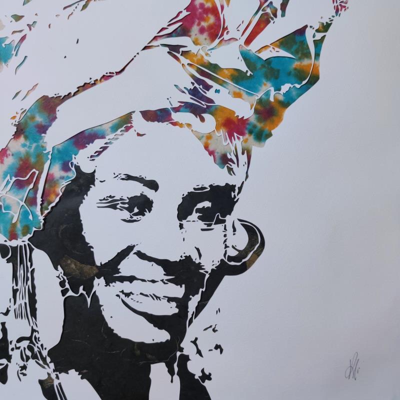 Painting Smile is the key by Louafi Valentine | Painting Figurative Portrait Minimalist