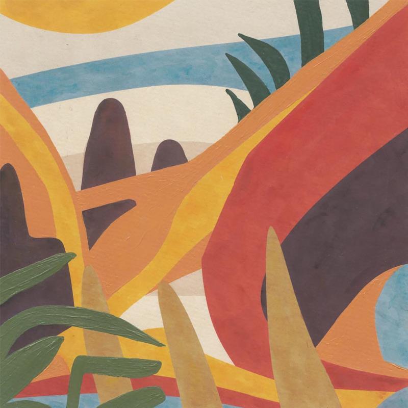 Painting Chat Coyot by Billy Dust | Painting Abstract Landscapes Life style Minimalist Acrylic