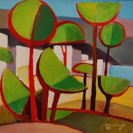 Painting Les arbres rouges by Burgi Roger | Painting Figurative Landscapes, Pop icons