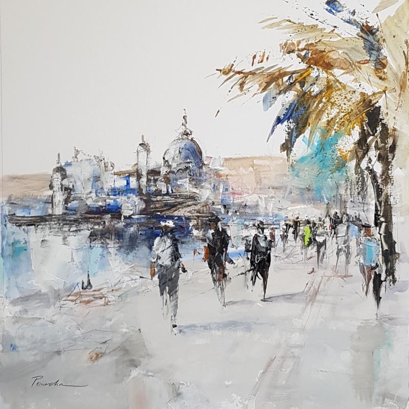Painting LA JETÉE PROMENADE by Poumelin Richard | Painting Figurative Landscapes Urban Oil