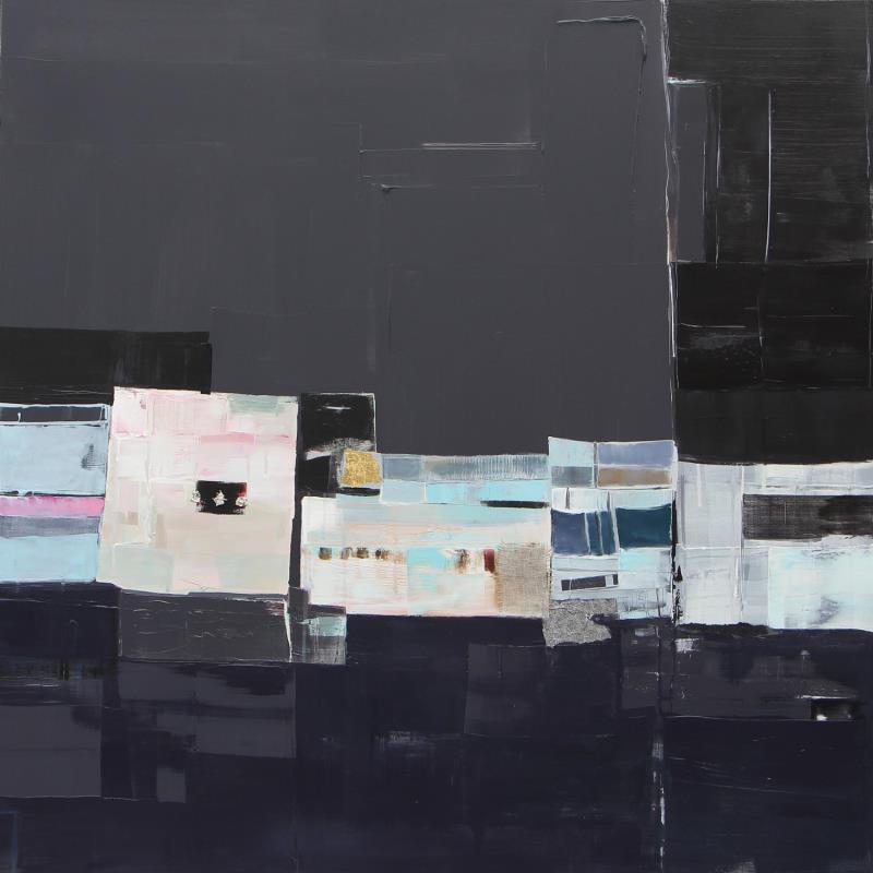 Peinture The city in the shadow  par Lau Blou | Tableau Abstrait Minimaliste Acrylique