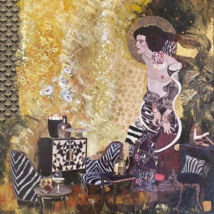 Peinture Le temps d'un week end par Romanelli Karine | Tableau Figuratif Collage Nu, Scènes de vie