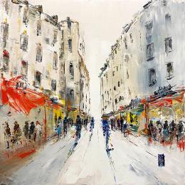 Peinture Balade en ville par Raffin Christian | Tableau Figuratif Huile Urbain