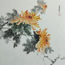 Painting Florist's daisy by Du Mingxuan | Painting Figurative Watercolor Landscapes
