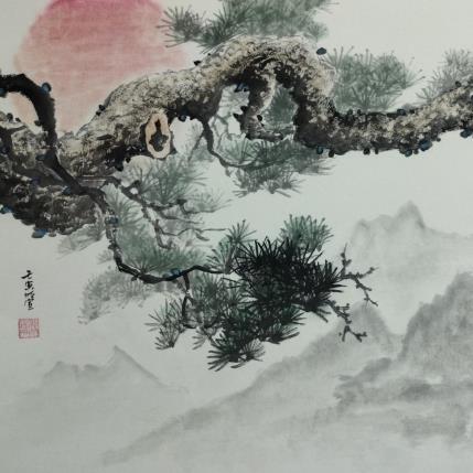 Painting Pinetree by Du Mingxuan | Painting Figurative Watercolor Landscapes