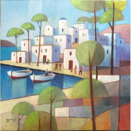 Peinture A0138 L'ile aux pins (Thassos) par Burgi Roger | Tableau Figuratif Marine, Paysages, Urbain