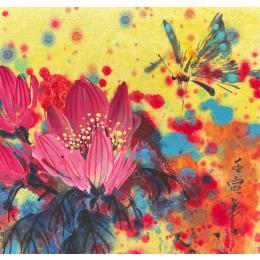 Painting Blooming color butterfly by Yu Huan Huan | Painting Figurative Ink Still-life