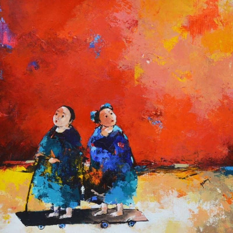 Peinture Sans titre 5.37 par Abiy | Tableau Figuratif Scènes de vie Huile