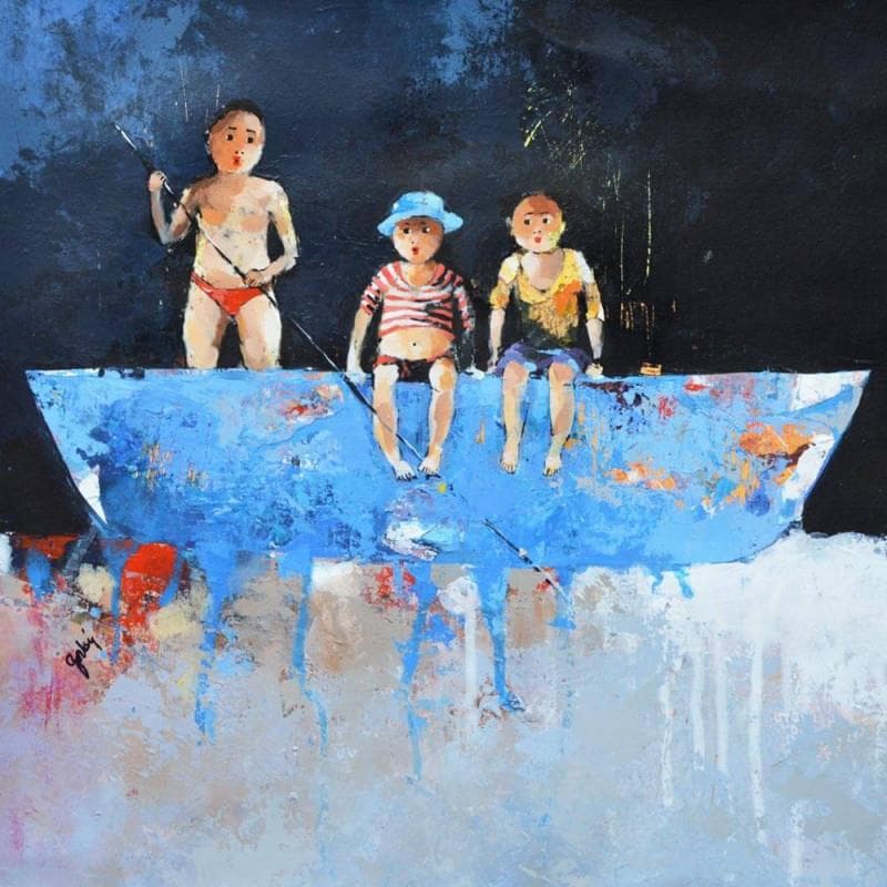 Peinture Sans titre 5.32 par Abiy | Tableau Figuratif Scènes de vie Huile