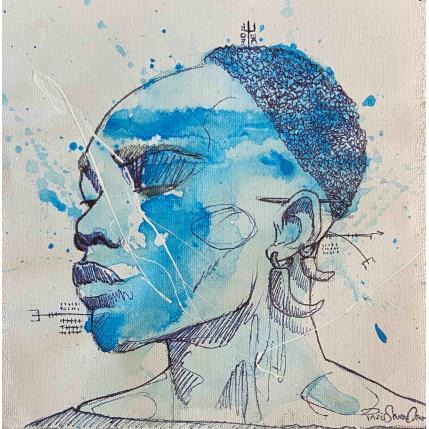 Peinture Bantu par Paris Sketch Culture | Tableau Art naïf Acrylique Minimaliste, Noir & blanc, Portraits