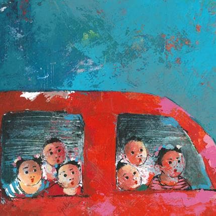 Peinture ST 19-4 par Abiy | Tableau Art naïf Huile scènes de vie, Urbain