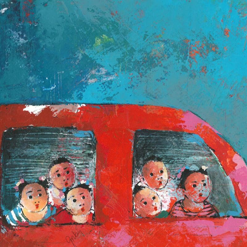 Peinture ST 19-4 par Abiy | Tableau Art naïf Urbain Scènes de vie Huile