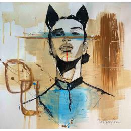 Peinture Gelata par Paris Sketch Culture | Tableau Art naïf Acrylique Icones Pop, Noir & blanc, Portraits