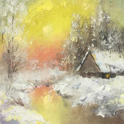 Painting winter morning by Skachkov Victor | Painting Figurative Oil Landscapes