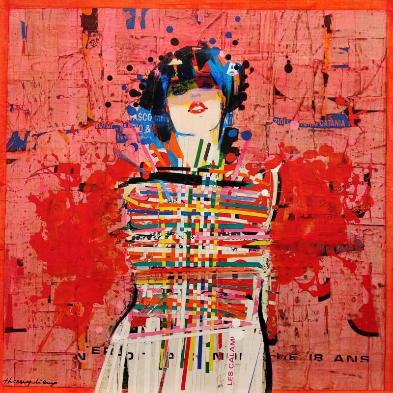 Painting College Girl by Vieux Thierry | Painting Pop-art Portrait Acrylic