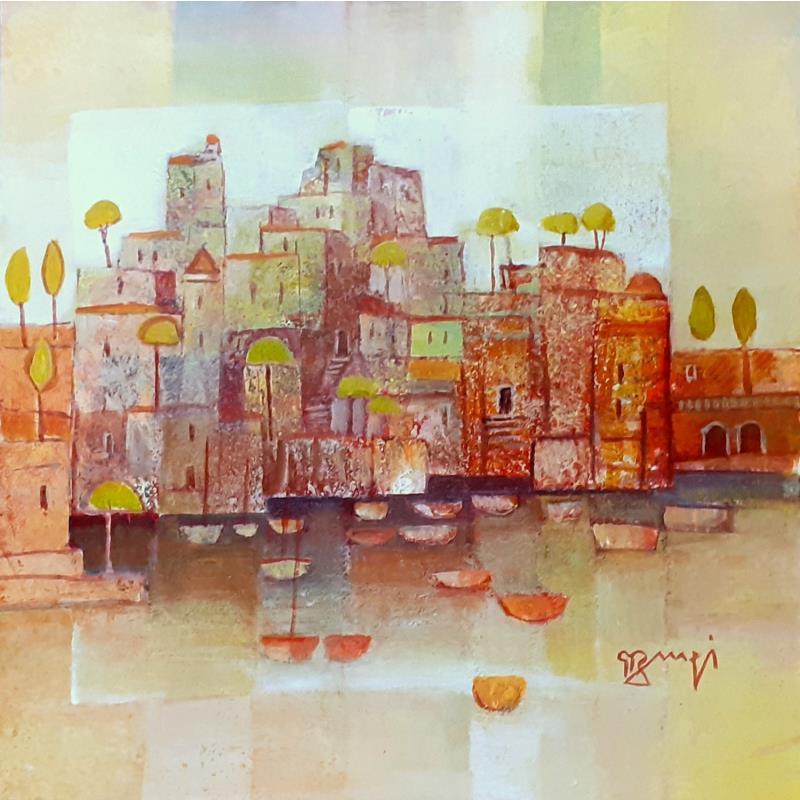 Painting AO7   COMPOSITION ORANGE by Burgi Roger | Painting Figurative Marine Acrylic