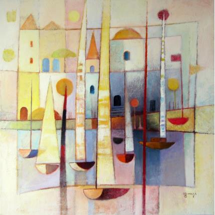 Painting AO45    LE PORT EN FÊTE by Burgi Roger | Painting Figurative Acrylic Marine