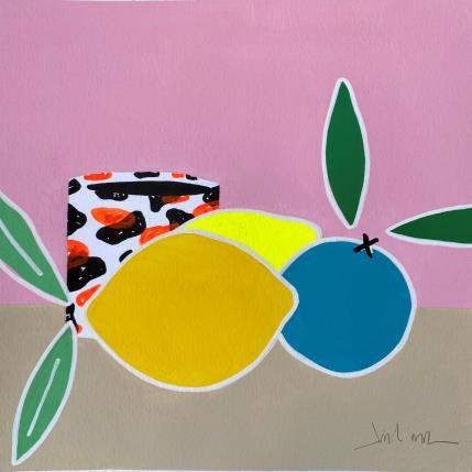 Peinture Lemons on a small table #2 par JuLIaN | Tableau Figuratif Acrylique Natures mortes