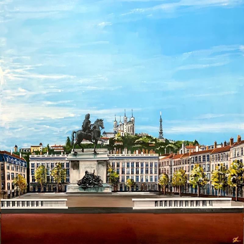 Painting Lyon Fourvière depuis la place Bellecour by Touras Sophie-Kim  | Painting Figurative Urban Acrylic