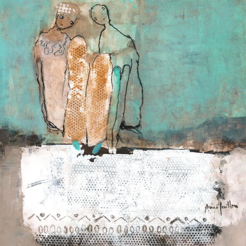 Pintura Se parer de presque bleu por Guillon Anne | Pintura Figurativo Life style