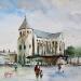 Painting Tours - L'église Saint Julien by Gutierrez | Painting Impressionism Urban Watercolor