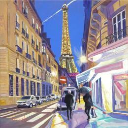 Pintura Coin de rue de Monttessuy - Tour Eiffel por Brooksby | Pintura Figurativo Aceite Life style, Paisajes, Urbano