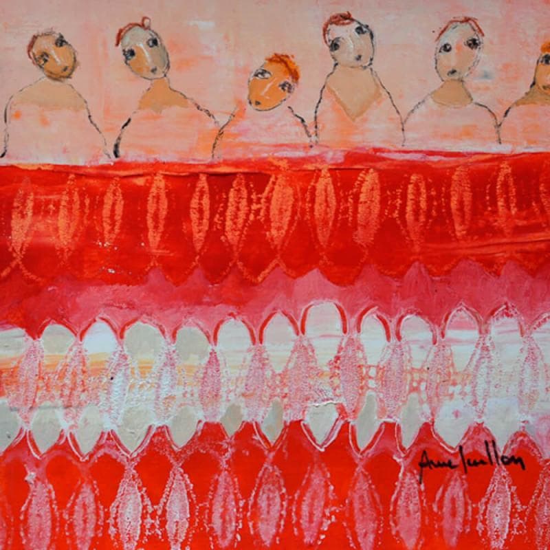 Peinture Dans le rouge de l'instant par Guillon Anne | Tableau Figuratif Scènes de vie