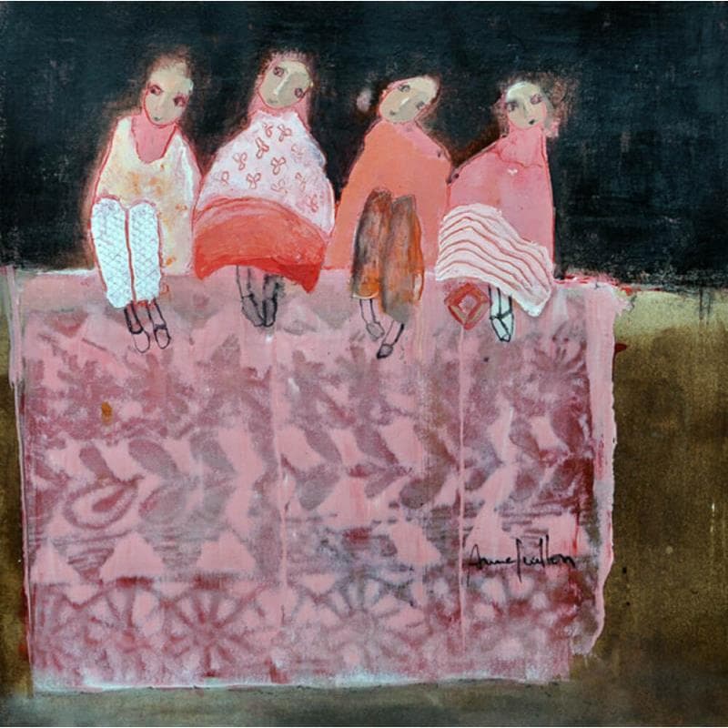 Gemälde Se parer de tous les roses von Guillon Anne | Gemälde Figurativ Alltagsszenen